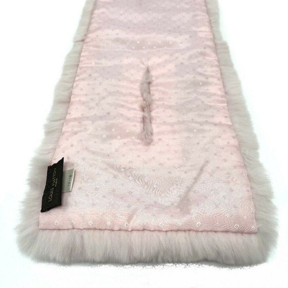 LOUIS VUITTON M70272 LV logo Écharpes Tippet fur Scarf silk / Rex Rabbit pink - Picture 6 of 10